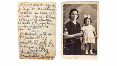 Carta de despedida de Darío Peiró a su mujer e hija. Carta de despedida de Darío Peiró a su mujer e hija.