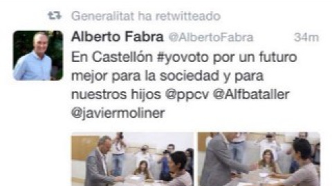 Pantallazo de Twitter Generalitat Valenciana y Alberto Fabra
