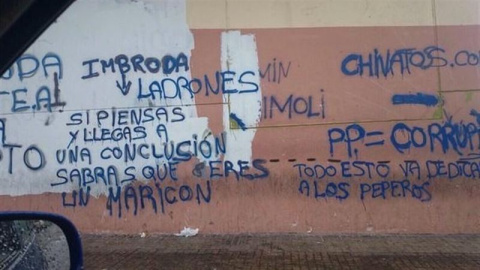 Pintadas contra el presidente de Melilla y candidato del PP a la reelección, Juan José Imbroda
