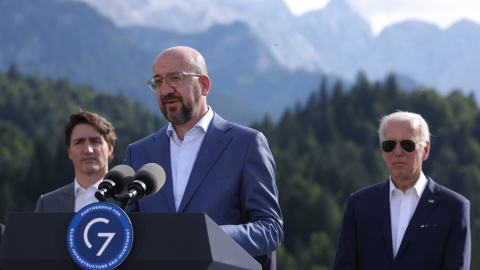 El presidente del Consejo Europeo, Charles Michel, durante la cumbre del G7 en Baviera, Alemania. El presidente del Consejo Europeo, Charles Michel, durante la cumbre del G7 en Baviera, Alemania.