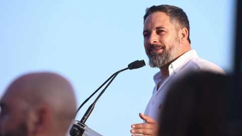 El presidente de Vox, Santiago Abascal interviene en el mitin del partido en Sevilla, a 25 de mayo de 2023, en Sevilla. El presidente de Vox, Santiago Abascal interviene en el mitin del partido en Sevilla, a 25 de mayo de 2023, en Sevilla.