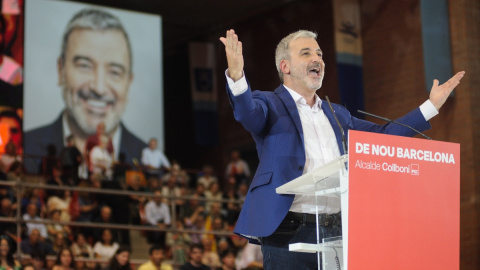 El candidato del PSC a la Alcaldía de Barcelona, Jaume Collboni, durante el acto de final de campaña electoral del PSC, a 26 de mayo de 2023, en Barcelona. El candidato del PSC a la Alcaldía de Barcelona, Jaume Collboni, durante el acto de final de campaña electoral del PSC, a 26 de mayo de 2023, en Barcelona.