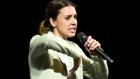 Irene Montero interviene durante un acto de campaña de Podemos-IU, a 25 de mayo de 2023, en Santander. Irene Montero interviene durante un acto de campaña de Podemos-IU, a 25 de mayo de 2023, en Santander.