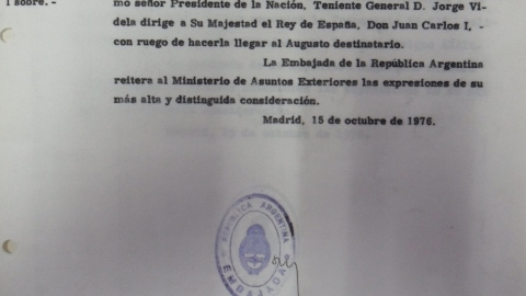 Carta Videla al rey Juan Carlos Carta Videla al rey Juan Carlos