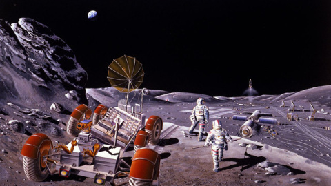 Concepto artístico de una colonia lunar / NASA
