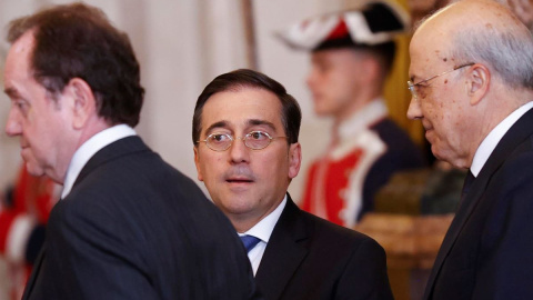 El ministro de Asuntos Exteriores de España José Manuel Albares, durante el encuentro entre el rey Felipe VI y Joe Biden. El ministro de Asuntos Exteriores de España José Manuel Albares, durante el encuentro entre el rey Felipe VI y Joe Biden.