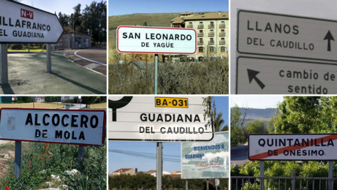 Varios de los pueblos que mantienen en sus nombres referencias franquistas. Varios de los pueblos que mantienen en sus nombres referencias franquistas.