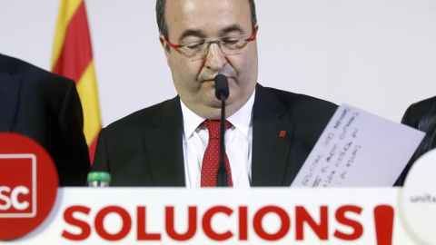 Iceta, durante su comparecencia en Barcelona. EFE/ Andreu Dalmau Iceta, durante su comparecencia en Barcelona. EFE/ Andreu Dalmau