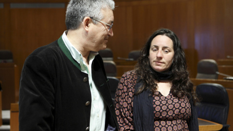 La diputada de Podemos Marta de Santos, que defendió la iniciativa, conversa con el portavoz adjunto del PSOE, Florencio García Madrigal. La diputada de Podemos Marta de Santos, que defendió la iniciativa, conversa con el portavoz adjunto del PSOE, Florencio García Madrigal.