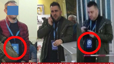 Juan Marín, con la credencial de apoderado del PP. Juan Marín, con la credencial de apoderado del PP.