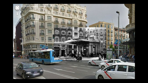 Imágenes de la Guerra Civil con las panorámicas de GoogleStreet View. CALLE MONTERA CON GRAN VÍA (1930) // Sebastian Maharg