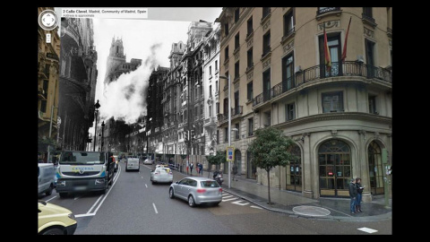 Imágenes de la Guerra Civil con las panorámicas de GoogleStreet View. GRAN VÍA (1936) // Sebastian Maharg