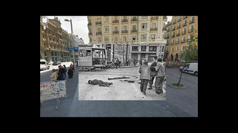 Imágenes de la Guerra Civil con las panorámicas de GoogleStreet View. CALLE MONTERA (1937) // Sebastian Maharg