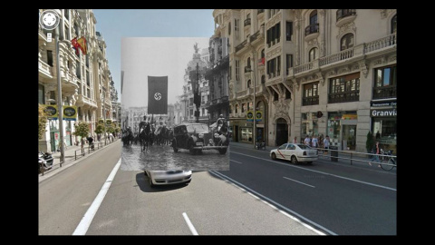 Imágenes de la Guerra Civil con las panorámicas de GoogleStreet View. GRAN VÍA EN LA POSGUERRA (1943) // Sebastian Maharg