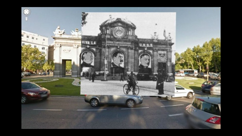 Imágenes de la Guerra Civil con las panorámicas de GoogleStreet View. PUERTA DE ALCALÁ (1937) // Sebastian Maharg