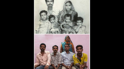 Lata Bai, que posa a junto sus hijos, perdió a su marido. // REUTERS