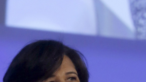 La presidenta del Banco de Santander, Ana Patricia Botín, durante su intervención en la reunión de primavera del Institute of International Finance (IIF). EFE/Fernando Alvarado
