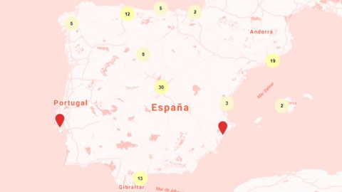 Mapa de locales 'Amamantar es bienvenido aquí'.