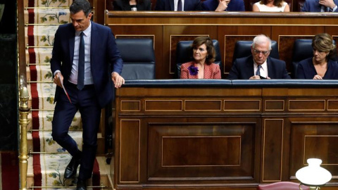 El candidato socialista, Pedro Sánchez, se dirige al estrado del Congreso, el día que afronta la segunda y definitiva votación de investidura sin que por ahora haya llegado a un acuerdo con Unidas Podemos, cuyo voto favorable es necesario q El candidato socialista, Pedro Sánchez, se dirige al estrado del Congreso, el día que afronta la segunda y definitiva votación de investidura sin que por ahora haya llegado a un acuerdo con Unidas Podemos, cuyo voto favorable es necesario q