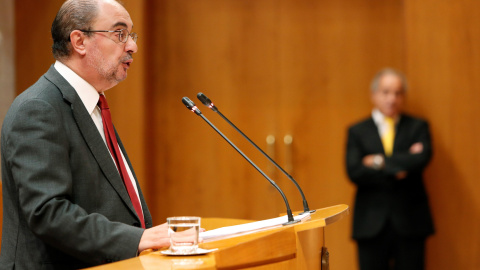 El presidente del Gobierno aragonés, Javier Lambán, inicia el último debate sobre el estado de la Comunidad de la legislatura. EFE/Javier Belver El presidente del Gobierno aragonés, Javier Lambán, inicia el último debate sobre el estado de la Comunidad de la legislatura. EFE/Javier Belver
