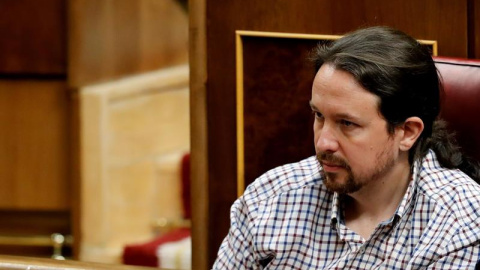 El líder de Unidas Podemos, Pablo Iglesias, durante la segunda y definitiva votación de la investidura El líder de Unidas Podemos, Pablo Iglesias, durante la segunda y definitiva votación de la investidura