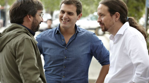 Albert Rivera y Pablo Iglesias en el cara a cara que realizaron en el programa 'Salvados'.- EUROPA PRESS Albert Rivera y Pablo Iglesias en el cara a cara que realizaron en el programa 'Salvados'.- EUROPA PRESS