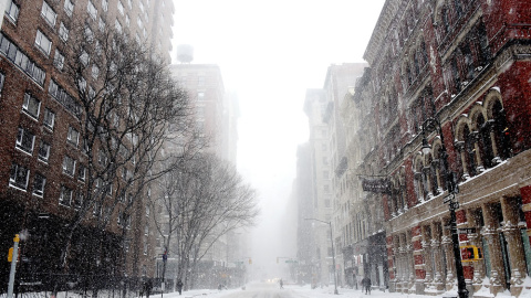 Las calles del Soho, en Nueva York, completamente nevadas. Nicholas Hunt/Getty Images/AFP