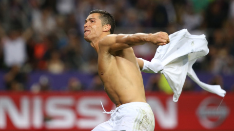 Cristiano Ronaldo, tras marcar el gol que ha proclamado al Real Madrid ganador de su undécima Copa de Europa. REUTERS / Stefano Rellandini