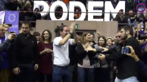 Pablo Iglesias llega al mitin que ha dado en Barcelona. Pablo Iglesias llega al mitin que ha dado en Barcelona.