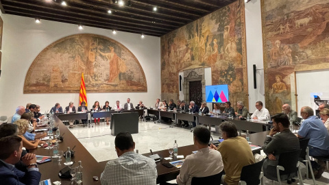 Un moment de la reunió aquesta tarda al Palau de la Generalitat. Un moment de la reunió aquesta tarda al Palau de la Generalitat.