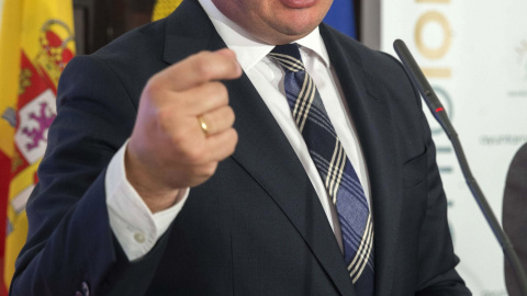 El presidente de Murcia, Pedro Antonio Sánchez, durante una rueda de prensa con motivo del quinto aniversario de los terremotos de Lorca. EFE/ARCHIVO/Marcial Guillén El presidente de Murcia, Pedro Antonio Sánchez, durante una rueda de prensa con motivo del quinto aniversario de los terremotos de Lorca. EFE/ARCHIVO/Marcial Guillén