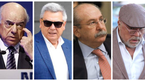 De izquierda a derecha: Francisco González, expresidente del BBVA; Julio Corrochano, antiguo jefe de seguridad del BBVA; Luis del Rivero, expresidente de Sacyr; y el excomisario Villarejo De izquierda a derecha: Francisco González, expresidente del BBVA; Julio Corrochano, antiguo jefe de seguridad del BBVA; Luis del Rivero, expresidente de Sacyr; y el excomisario Villarejo