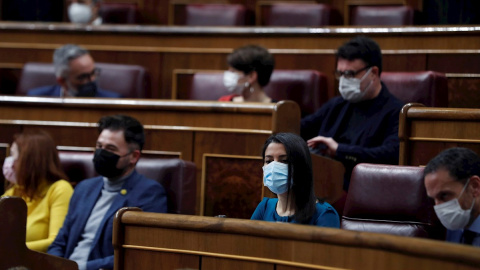 La líder de Ciudadanos, Inés Arrimadas, durante el pleno. La líder de Ciudadanos, Inés Arrimadas, durante el pleno.