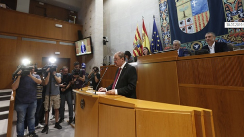 Javier Lambán ha pronunciado este martes su discurso de investidura en las Cortes de Aragón. Cortes de Aragón Javier Lambán ha pronunciado este martes su discurso de investidura en las Cortes de Aragón. Cortes de Aragón