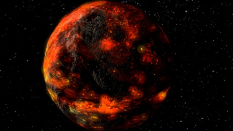 Ilustración del océano de magma que cubría la Luna poco después de su formación.-NASA/ GSFC Ilustración del océano de magma que cubría la Luna poco después de su formación.-NASA/ GSFC