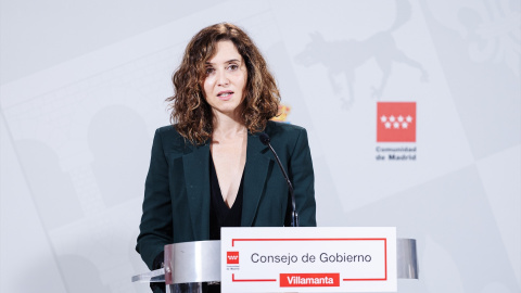 La presidenta de la Comunidad de Madrid, Isabel Díaz Ayuso, durante una rueda de prensa, en el Ayuntamiento de Villamanta, a 27 de septiembre de 2023 La presidenta de la Comunidad de Madrid, Isabel Díaz Ayuso, durante una rueda de prensa, en el Ayuntamiento de Villamanta, a 27 de septiembre de 2023