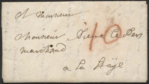 Anverso de la carta plegada del siglo XVII que se ha leído sin desplegarla. Anverso de la carta plegada del siglo XVII que se ha leído sin desplegarla.