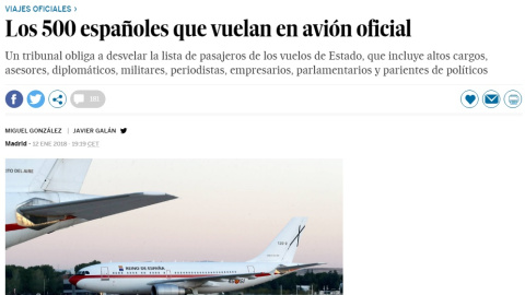 Información de 'El País' sobre los datos por los que Civio y el Ministerio de Defensa litigaron tres años en los tribunales. Información de 'El País' sobre los datos por los que Civio y el Ministerio de Defensa litigaron tres años en los tribunales.