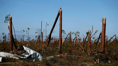 El daño causado por el huracán Michael se ve en la Base de la Fuerza Aérea de Tyndall, Florida, EE. UU., 11 de octubre de 2018. REUTERS / Jonathan Bachman