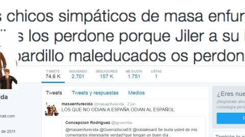 Pantallazo de la cuenta @masaenfurecida Pantallazo de la cuenta @masaenfurecida