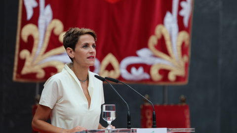 06/08/2019 - La secretaria general del PSN y nueva presidenta de Navarra, María Chivite, durante su discurso de toma de posesión del cargo en el Parlamento de Navarra / EUROPA PRESS 06/08/2019 - La secretaria general del PSN y nueva presidenta de Navarra, María Chivite, durante su discurso de toma de posesión del cargo en el Parlamento de Navarra / EUROPA PRESS