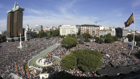 Imagen de la Plaza de Colón durante la concentración de la AVT de 2013. EFE Imagen de la Plaza de Colón durante la concentración de la AVT de 2013. EFE