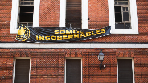 04/07/2019 - El edificio de La Ingobernable (con una pancarta reivindicativa) ubicado en la calle Gobernación con paseo del Prado / EUROPA PRESS 04/07/2019 - El edificio de La Ingobernable (con una pancarta reivindicativa) ubicado en la calle Gobernación con paseo del Prado / EUROPA PRESS