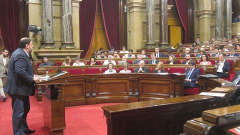 El conseller de Economía de la Generalitat, Oriol Junqueras, en su intervención en el pleno. EUROPA PRESS. El conseller de Economía de la Generalitat, Oriol Junqueras, en su intervención en el pleno. EUROPA PRESS.