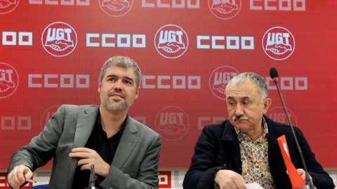 Los secretarios generales de CCOO y UGT, Unai Sordo y Pepe Álvarez. - EFE Los secretarios generales de CCOO y UGT, Unai Sordo y Pepe Álvarez. - EFE