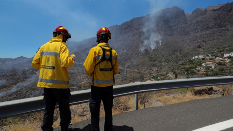 12082019.- Vista desde la Cruz de Tejeda en la mañana de este lunes en la zona arrasada por el incendio que afecta a los municipios de Tejeda, Artenara y Gáldar en Gran Canaria. EFE Elvira Urquijo A.