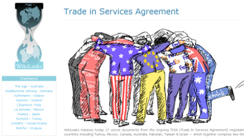 Portada del site de Wikileaks sobre el TiSA. Portada del site de Wikileaks sobre el TiSA.