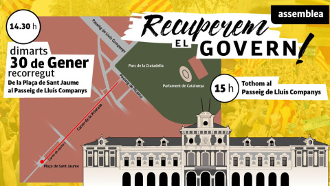 Cartell de la concentració convocada per l'ANC aquest dimarts davant del Parlament, mentre s'hi celebrarà el ple d'investidura. / ANC