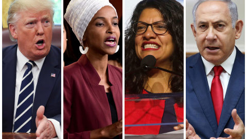 El presidente estadounidense Donald Trump, las congresistas estadounidenses Ilhan Omar, Rashida Tlaib y el primer ministro Benjamin Netanyahu se ven en una combinación de fotos de archivo. REUTERS / Fotos de archivo El presidente estadounidense Donald Trump, las congresistas estadounidenses Ilhan Omar, Rashida Tlaib y el primer ministro Benjamin Netanyahu se ven en una combinación de fotos de archivo. REUTERS / Fotos de archivo
