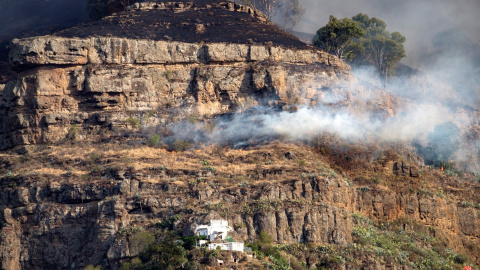 18/08/2019- El incendio forestal declarado el sábado en Gran Canaria ha entrado en el Parque Natural de Tamadaba, una de las joyas medioambientales de la isla y de gran riqueza ecológica / EFE - Ángel Medina